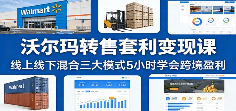 沃尔玛转售套利变现课：线上线下混合三大模式5小时学会跨境盈利网赚项目-副业赚钱-互联网创业-资源整合百读客