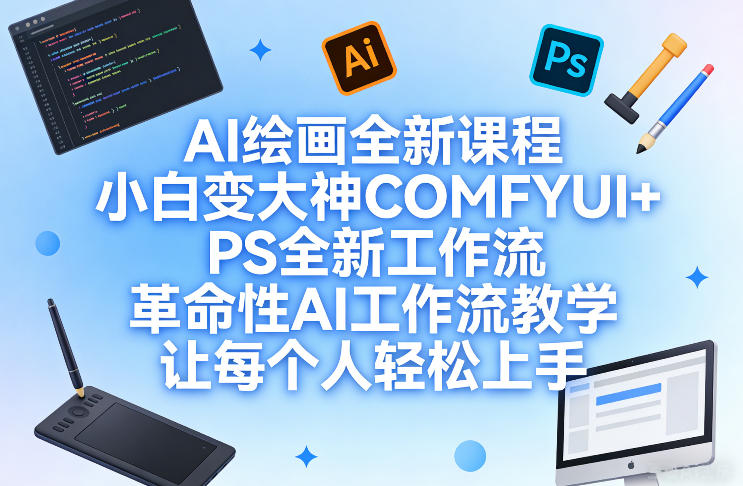AI绘画全新课程,小白变大神COMFYUI+PS全新工作流,革命性AI工作流教学,让每个人轻松上手网赚项目-副业赚钱-互联网创业-资源整合百读客