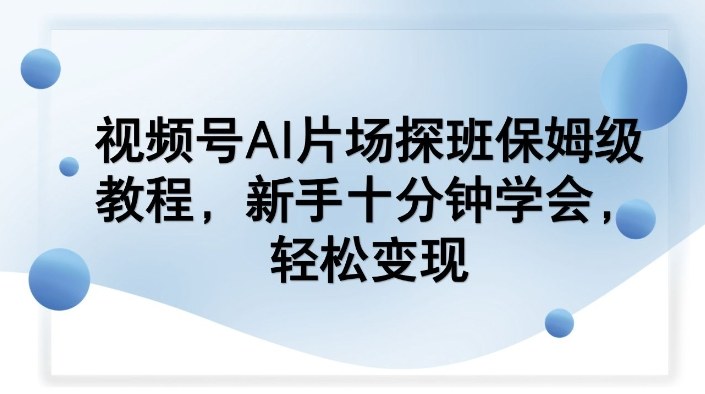 视频号AI片场探班保姆级教程,新手十分钟学会,轻松变现网赚项目-副业赚钱-互联网创业-资源整合百读客