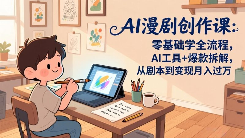 AI漫剧创作课：零基础学全流程，AI工具+爆款拆解，从剧本到变现月入过万网赚项目-副业赚钱-互联网创业-资源整合百读客