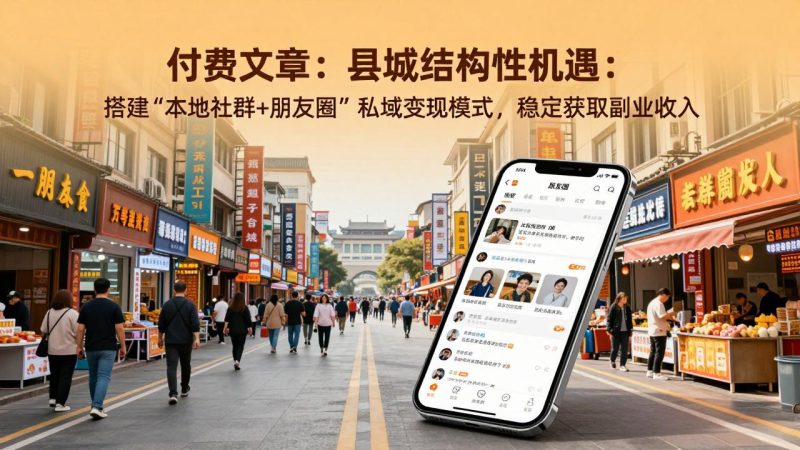 付费文章：县城结构性机遇：搭建“本地社群+朋友圈”私域变现模式，稳定获取副业收入网赚项目-副业赚钱-互联网创业-资源整合百读客