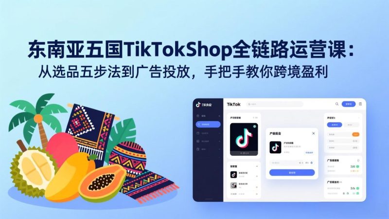 东南亚五国TikTok Shop全链路运营课:从选品五步法到广告投放,手把手教你跨境盈利网赚项目-副业赚钱-互联网创业-资源整合百读客