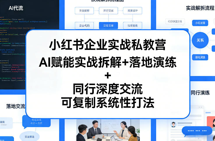 小红书企业实战私教营，AI赋能实战拆解+落地演练+同行深度交流，可复制系统性打法网赚项目-副业赚钱-互联网创业-资源整合百读客
