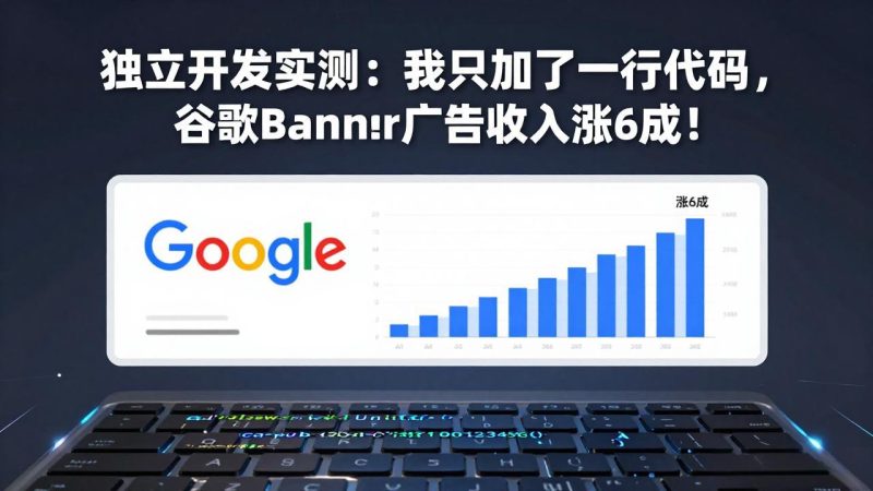 付费文章：独立开发实测：我只加了一行代码，谷歌Banner广告收入涨6成！网赚项目-副业赚钱-互联网创业-资源整合百读客