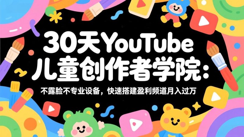 30天YouTube儿童创作者学院：不露脸不专业设备，快速搭建盈利频道月入过万网赚项目-副业赚钱-互联网创业-资源整合百读客