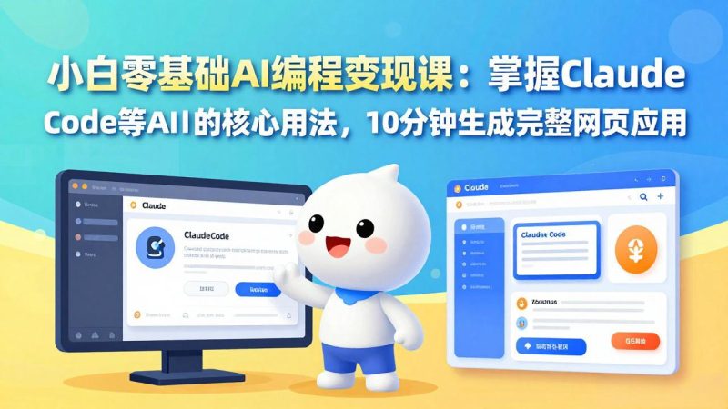 小白零基础AI编程变现课：掌握Claude Code等AI工具的核心用法，10分钟生成完整网页应用网赚项目-副业赚钱-互联网创业-资源整合百读客