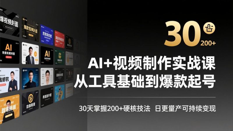 AI+视频制作实战班-3月更新：从工具基础到爆款起号，30天掌握200+硬核技法，日更量产可持续变现网赚项目-副业赚钱-互联网创业-资源整合百读客