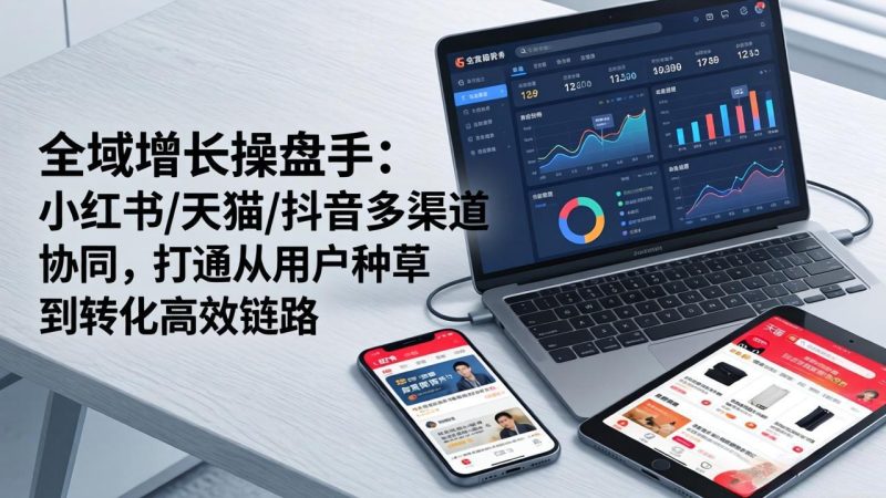 全域增长操盘手：小红书/天猫/抖音多渠道协同，打通从用户种草到转化高效链路网赚项目-副业赚钱-互联网创业-资源整合百读客
